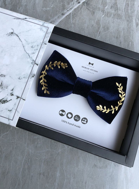 MERLINSTUDIO手作桂冠深蓝暗红设计款领结经典欧美礼物BOWTIE复古