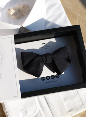 MERLIN进口高级深蓝丝麻设计男士领结煲呔时尚西欧聚会PARTY礼物