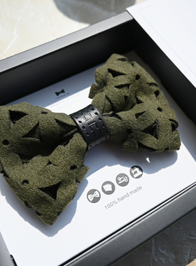 MERLIN镂空墨绿男士手工领结