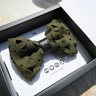 MERLIN镂空墨绿领结男士时尚手工制作西装衬衫配件礼物晚会