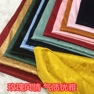 中国风玫瑰花女装汉服旗袍古风提花布料睡衣连衣裙上袄荷包面料