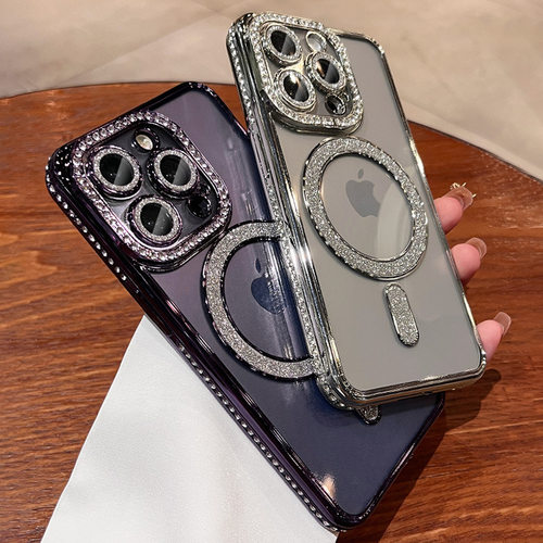 水钻Magsafe磁吸苹果17ProMax手机壳14适用iphone12pro透明保护套