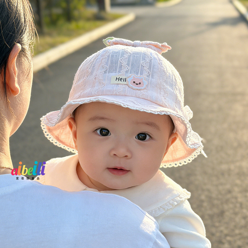 女婴儿帽子春夏季薄款网孔遮阳帽