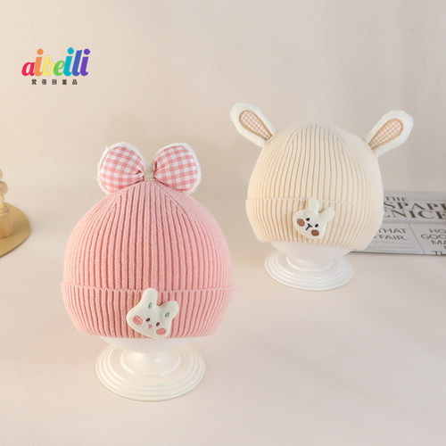 婴儿毛线帽可爱卡通双层保暖