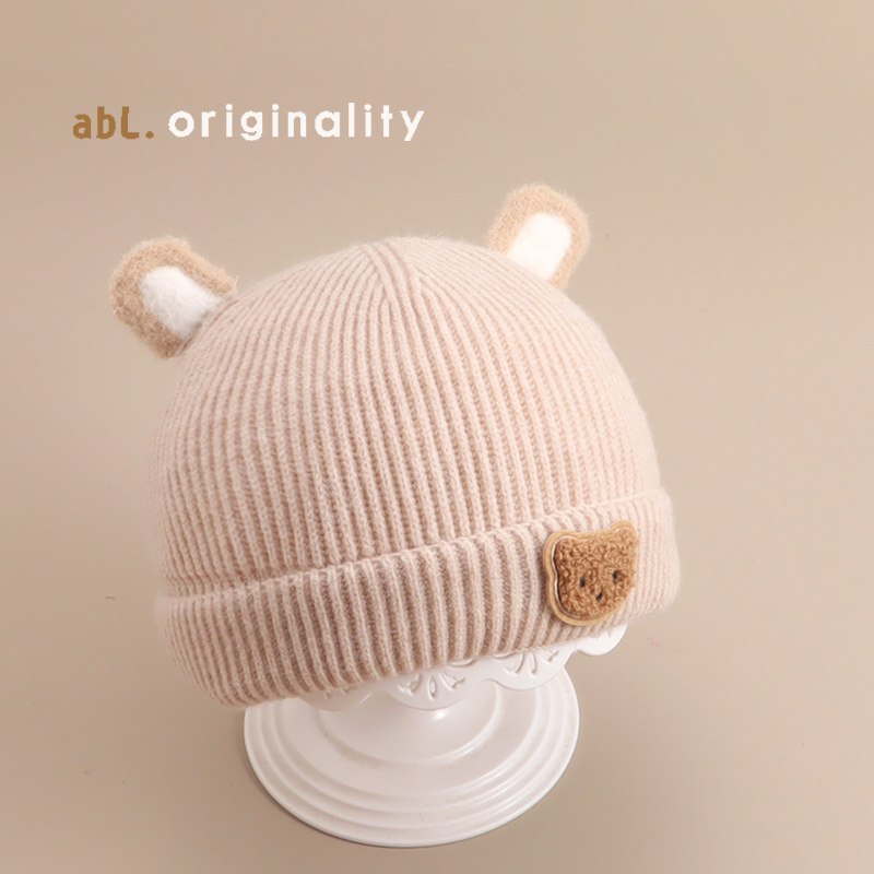 婴儿帽子秋冬毛线帽新生儿男可爱女宝宝冬天护耳帽针织小月龄保暖