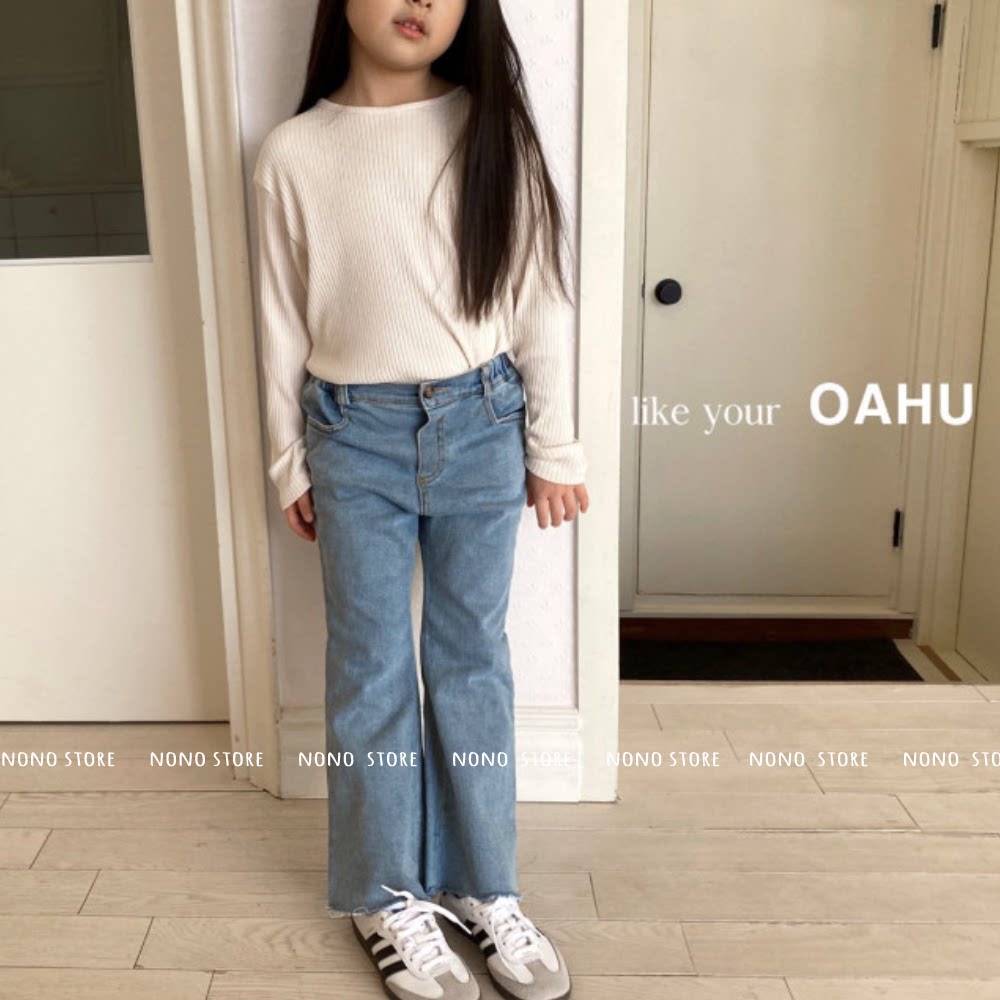 S码90~oahu女童宝宝时尚修身弹力舒适喇叭牛仔裤