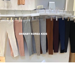 Ohbaby韩国南大门进口童装19秋cottonmill男女宝宝百搭螺纹打底裤