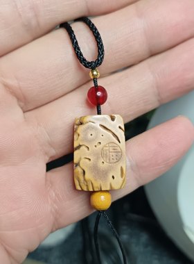 无事牌福牌吉利桃核雕刻吊坠纯手工挂件钥匙扣手把件配饰车挂随身
