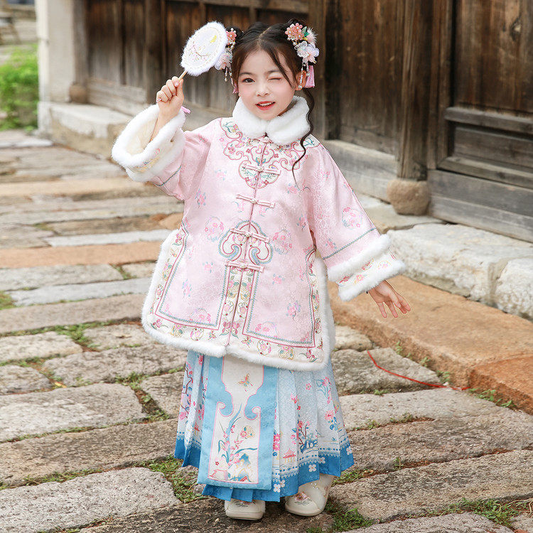 女童汉服拜年服2025冬装新款儿童夹棉马甲旗袍唐装小女孩喜庆过年