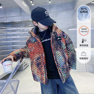 男大童冬季潮牌短款面包服羽绒服2025年新款儿童冬装加厚免洗外套