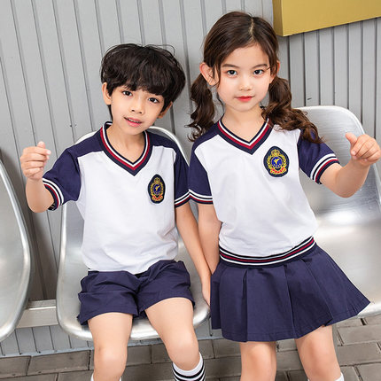 夏款中小学生校服男女儿童纯棉运动套装幼儿园英伦风园服班服定制