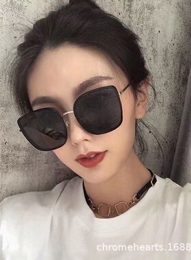 新款白色墨镜女2024同款港风黑圈