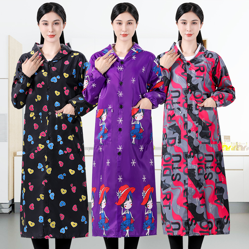 仿记忆布料工作服长袖围裙