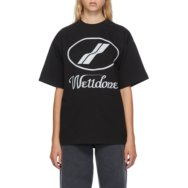 WE11DONE 男女同款反光徽标潮流圆领款情侣短袖T恤 WD-TP5-19-930