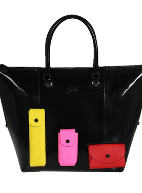 GABS 女士 黑色皮革可变形手提包单肩包G000030T3 X0369 C0001