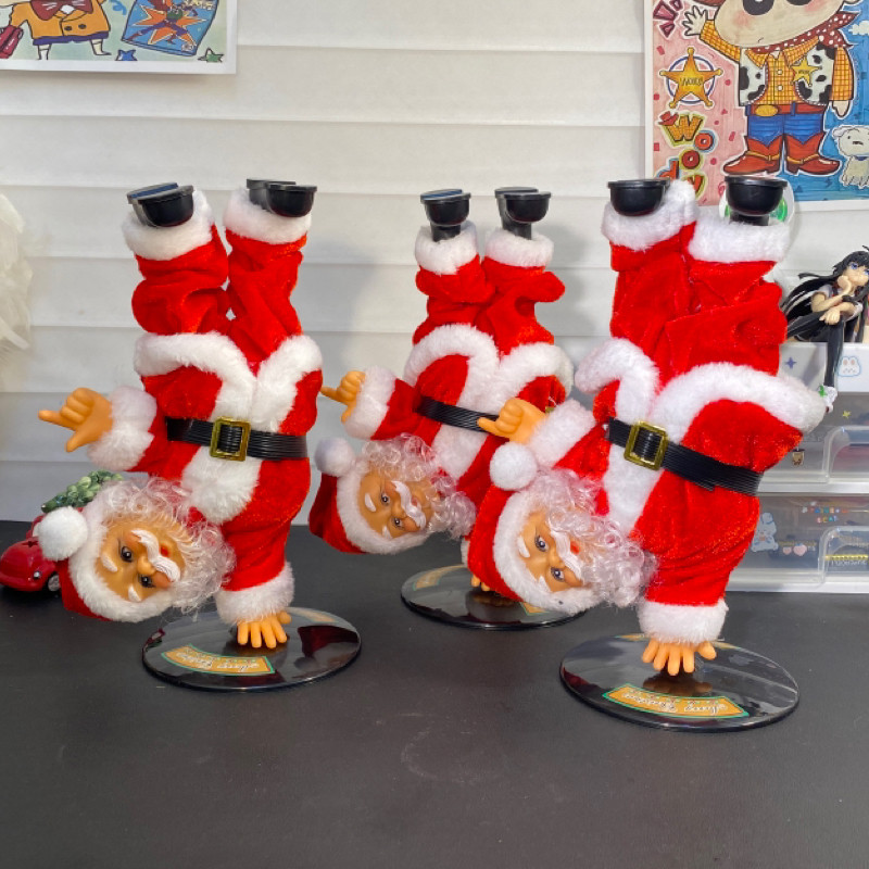 圣诞节装饰品倒立圣诞老人跳街舞玩具电动礼物品旋转跳舞造型