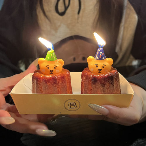 小熊蜡烛蛋糕装饰ins造型