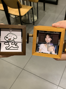 机械手摇动态相册照片发光实木手工创意定制八音盒纪念一周年礼物