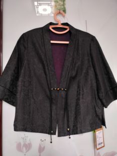 品牌桑蚕丝香云纱透紫黑色汉服小外套短开衫