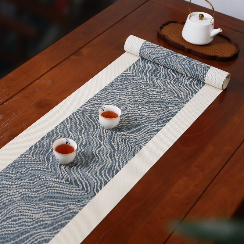 茶席桌旗锦绣河山禅意不吸水轻奢