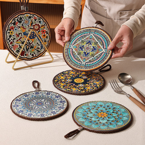 百品良陶瓷+软木防滑隔热垫珐琅