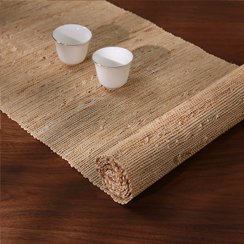 纯手工茶席禅意夏布苎麻桌旗中式