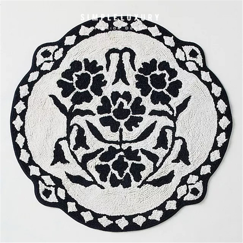 【简单的奢华】Floral 巴洛克花卉图 簇绒棉 浴巾毛巾 浴垫地垫