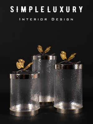 金蝴蝶银杏玻璃零食调料储物罐