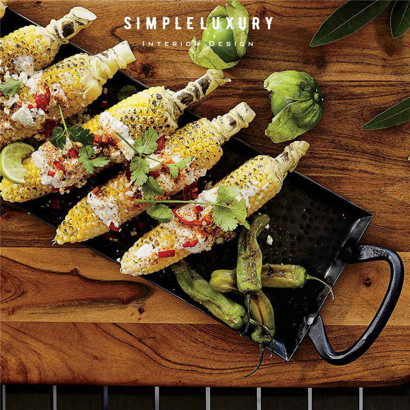 印度制手工锤纹铁制西餐冷菜托盘