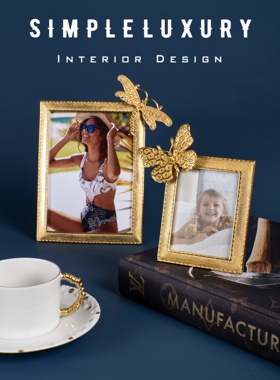 金蝶蜻蜓18K金相架相框摆件