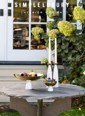 美国正品现货 Anna Coluna 简约高级感 大理石 烛光晚餐烛台摆件