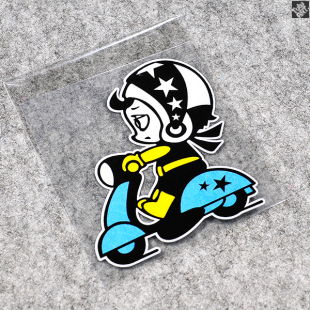 TUTU圖圖車貼 VESPA CUXI TINI机车小女孩 摩托车改装反光贴防水