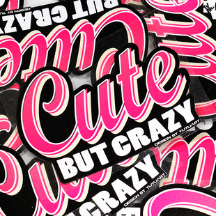 JDM日系车身贴纸 装 CUTE CRAZY个性 饰反光贴纸 BUT TUTU圖圖車貼