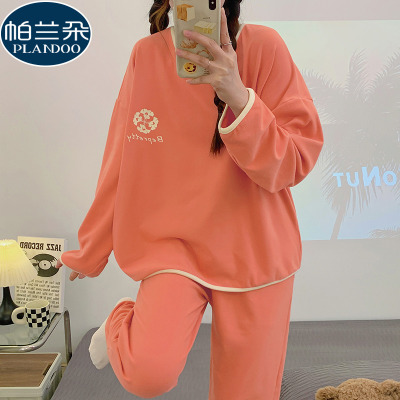 2025新款德绒睡衣女款秋冬圆领套头保暖薄绒休闲磨毛可外穿家居服