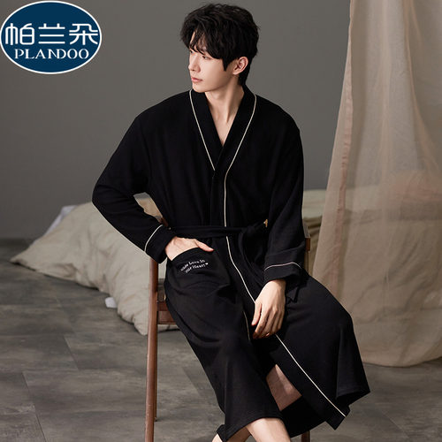 宽松长袖大码加厚男士浴衣德绒