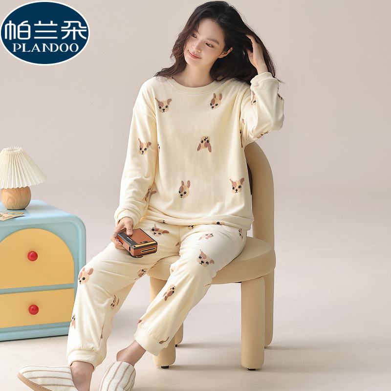 珊瑚绒睡衣女可外穿冬季海岛绒2025新款加厚秋冬款卡通家居服套装