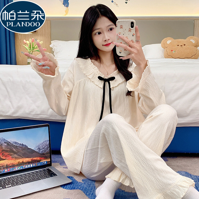 长袖睡衣女士2025新款春秋季可爱少女学生秋冬天家居服套装可外穿