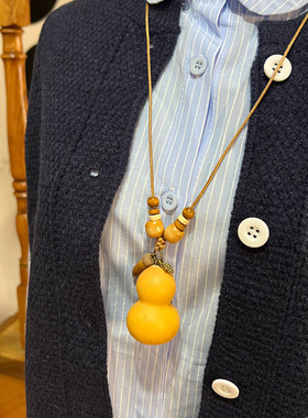 秋日天然果实葫芦毛衣链