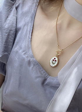 复古红浆果甜美少女春夏新款项链