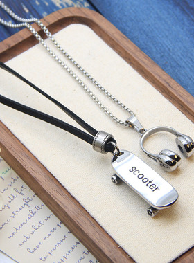 原创设计滑板耳机项链