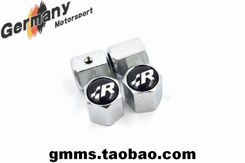 大众改装高性能R车标不锈钢防盗轮胎气门嘴帽气门芯套气门嘴罩