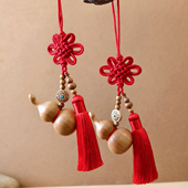 老桃木葫芦大门对门挂件卧室厨房阳台红色中国结流苏室内招财挂饰