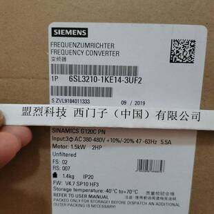 【议价】6SL3210-1KE14-3UF2 西门子G120C变频器1.5kw 6SL32101KE