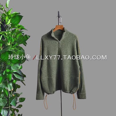 羊绒圈圈花纱卫衣式半门襟毛衣女