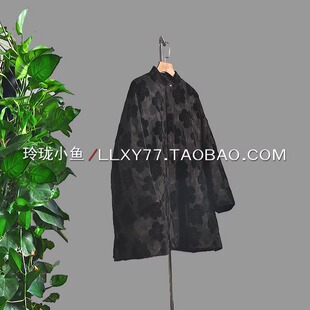 超绝小众气质美复古设计提花立体植绒丝绒夹棉宽松A字中长女棉衣