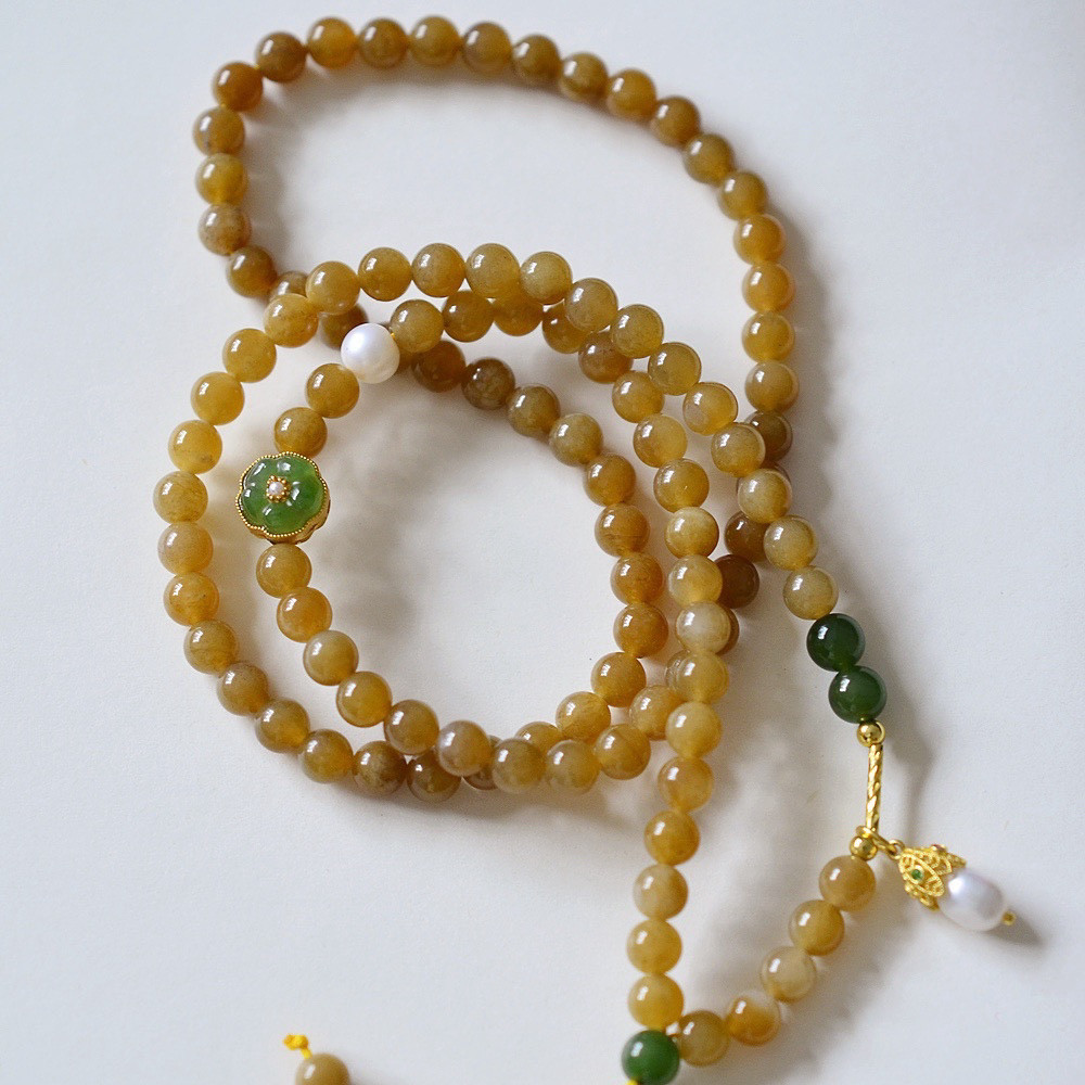 天然和田玉糖料多圈手链项链女款时尚百搭碧玉手串送闺蜜女友礼物