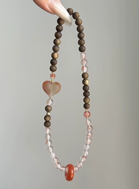 天然南红玛瑙爱心手链奇楠沉香木双圈手串女款爆款屁桃可爱百搭