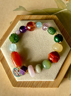 好运多宝天然南红玛瑙水晶串珠手链女如意吊坠手串送姐妹闺蜜礼物