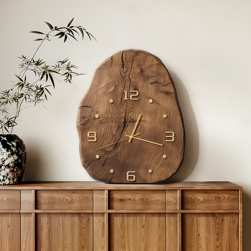 原木中古风桌面钟表摆件复古客厅钟抽象艺术高级静音摆台式时钟画,家居饰品,现代装饰画,淘宝优惠券,粉丝福利购,淘宝优惠卷