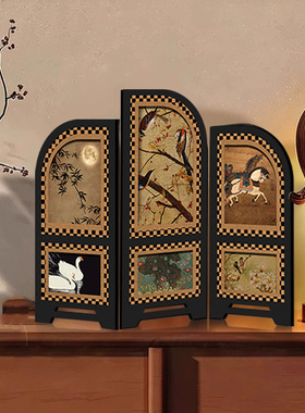 中古风小屏风桌面摆件